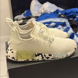 Adidas White Sneakers with Knit Upper and Camouflage Sole
